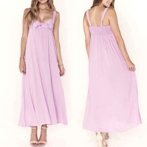 Show Me Your Mumu Penelope Midi Dress Lilac Purple Smocked Tie Front Large L